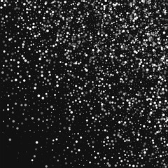 Random falling white dots. Random gradient scatter with random falling white dots on black background. Vector illustration.