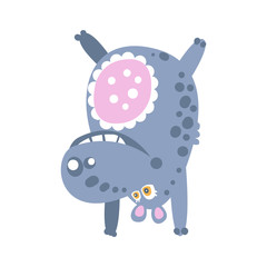Cute cartoon Hippo character standing upside down vector Illustration