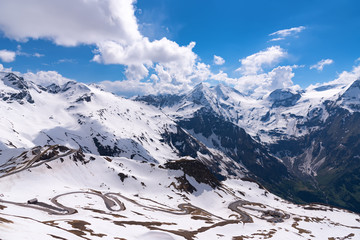 Dramatic and picturesque morning scene. Location famous resort Grossglockner High Alpine Road, Austria. Europe. Artistic picture. Beauty world. Natural winter background.