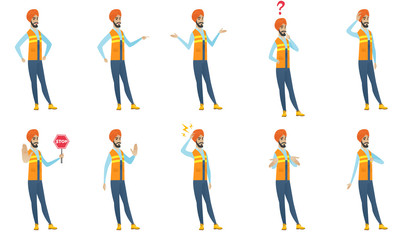 Indian builder vector illustrations set.