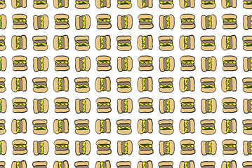 Burger Fast Food Seamless Repeating Pattern Vector