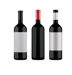 Wine bottles on a white background. Vector illustration