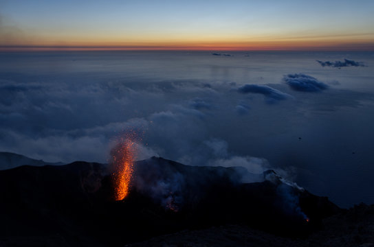 Stromboli, volcano eruption