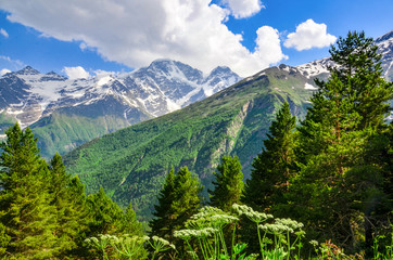 Mountain landscape. North Caucasian ridge, the district of the village of Terskol.