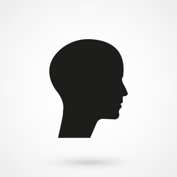 Human head or profile silhouette isolated on white background