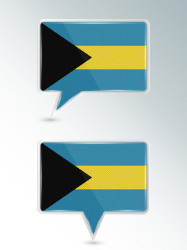 A set of pointers. The national flag of Bahamas islands on the location indicator. Vector illustration.