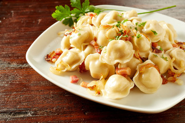Savory Russian pelmeni dumplings