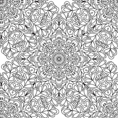 Coloring pages for adults.Decorative hand drawn doodle nature ornamental curl vector sketchy seamless pattern