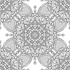 Coloring pages for adults.Decorative hand drawn doodle nature ornamental curl vector sketchy seamless pattern