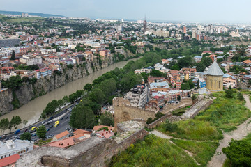 Tbilisi, Georgia, Eastern Europe - View from Narikala Fortress over Old Tbilisi and the Mtkvari River. © willcop