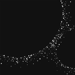 Fototapeta na wymiar Random falling white dots. Abstract crescents with random falling white dots on black background. Vector illustration.