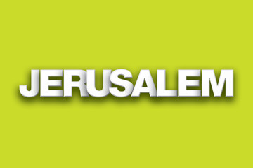 Jerusalem Theme Word Art on Colorful Background