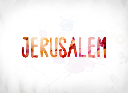 Jerusalem Concept Painted Watercolor Word Art