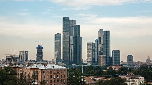 Moscow International Business Center. Moscow City Skyline. Timelapse 4k