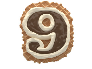 Wafers with white cream and chocolate font.