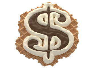 Wafers with white cream and chocolate font.