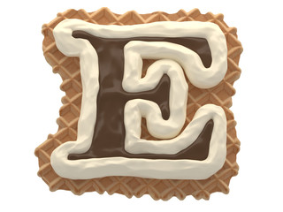 Wafers with white cream and chocolate font.