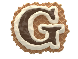 Wafers with white cream and chocolate font.