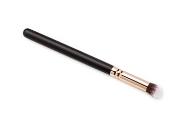 Makeup brushes on white background