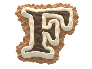 Wafers with white cream and chocolate font.