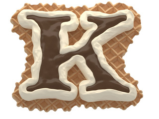 Wafers with white cream and chocolate font.