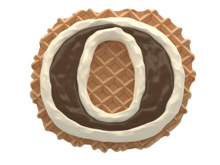 Wafers with white cream and chocolate font.