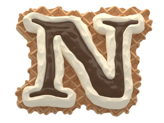 Wafers with white cream and chocolate font.