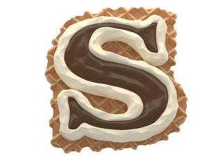 Wafers with white cream and chocolate font.