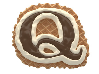 Wafers with white cream and chocolate font.