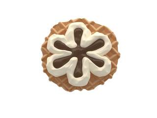 Wafers with white cream and chocolate font.