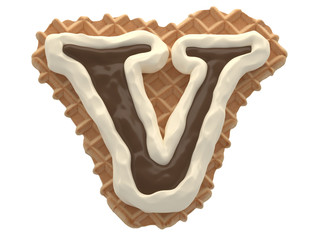 Wafers with white cream and chocolate font.