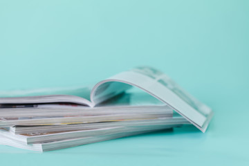 close up stacking of magazine