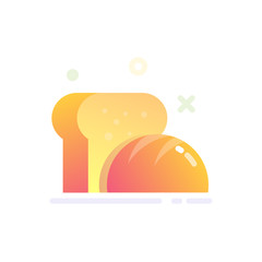 Vector Illustration of Bread Icon in Flat Glossy Style