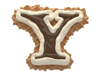 Wafers with white cream and chocolate font.