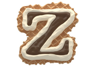 Wafers with white cream and chocolate font.