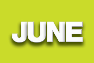 June Theme Word Art on Colorful Background