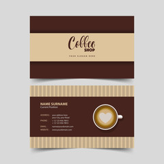 Coffee shop business card design template.