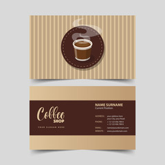 Coffee shop business card design template.