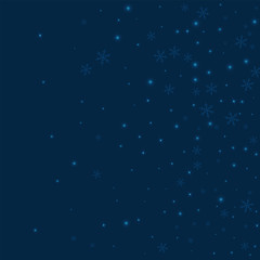 Naklejka na ściany i meble Sparse glowing snow. Right gradient on deep blue background. Vector illustration.