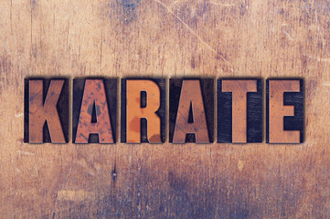 Karate Theme Letterpress Word on Wood Background