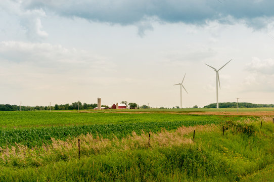 Wind Turbines Provide Electricity on Niagara Escarpment, Wisconsin