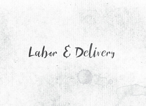 Labor and Delivery Concept Painted Ink Word and Theme