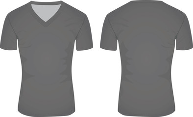 Man grey v neck  t shirt. vector illustration 