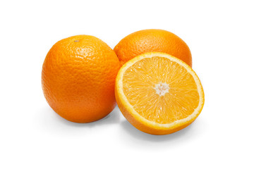 Ripe orange isolated on white background, orange