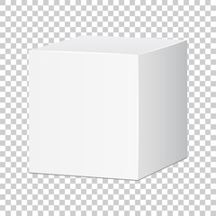 Blank white carton 3d box icon. Box package mockup vector illustration.