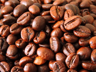 Light brown coffee beans. Texture.