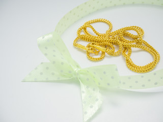 Necklace on white background