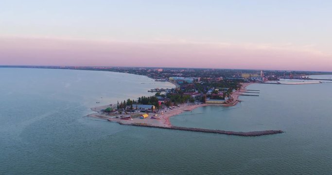 top view Eyskaya Kosa in the Azov sea, Russia