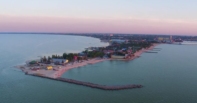 top view Eyskaya Kosa in the Azov sea, Russia
