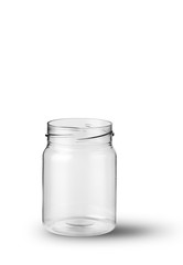 Barattolo in PET senza tappo su sfondo bianco